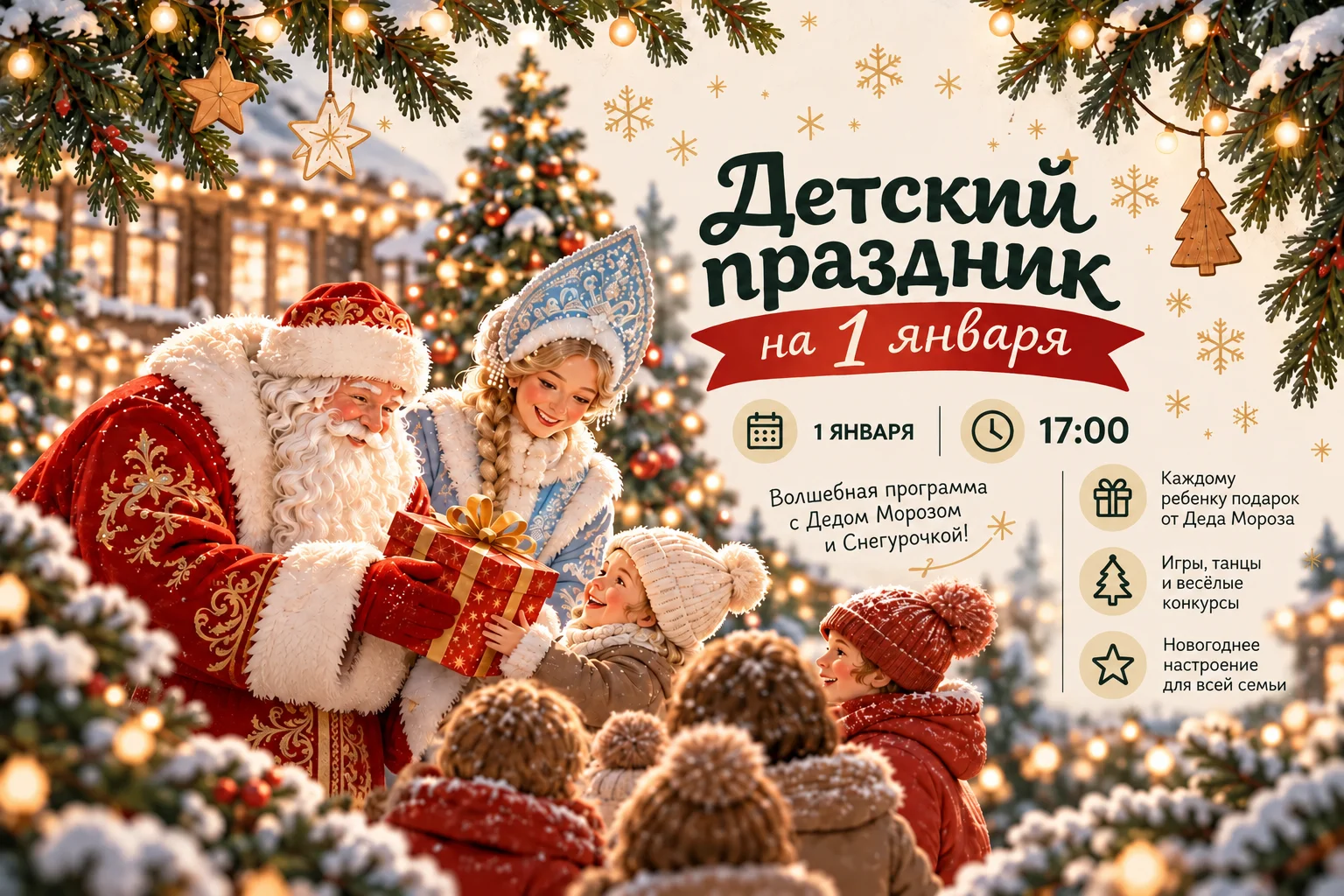 Детский праздник на 1 января в центре отдыха Афина